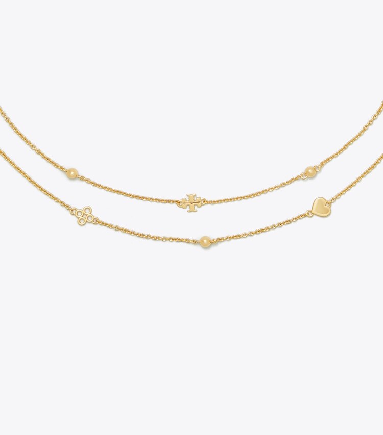 Tory Burch designer necklaces Layered Kira Necklace in Tory Gold detail