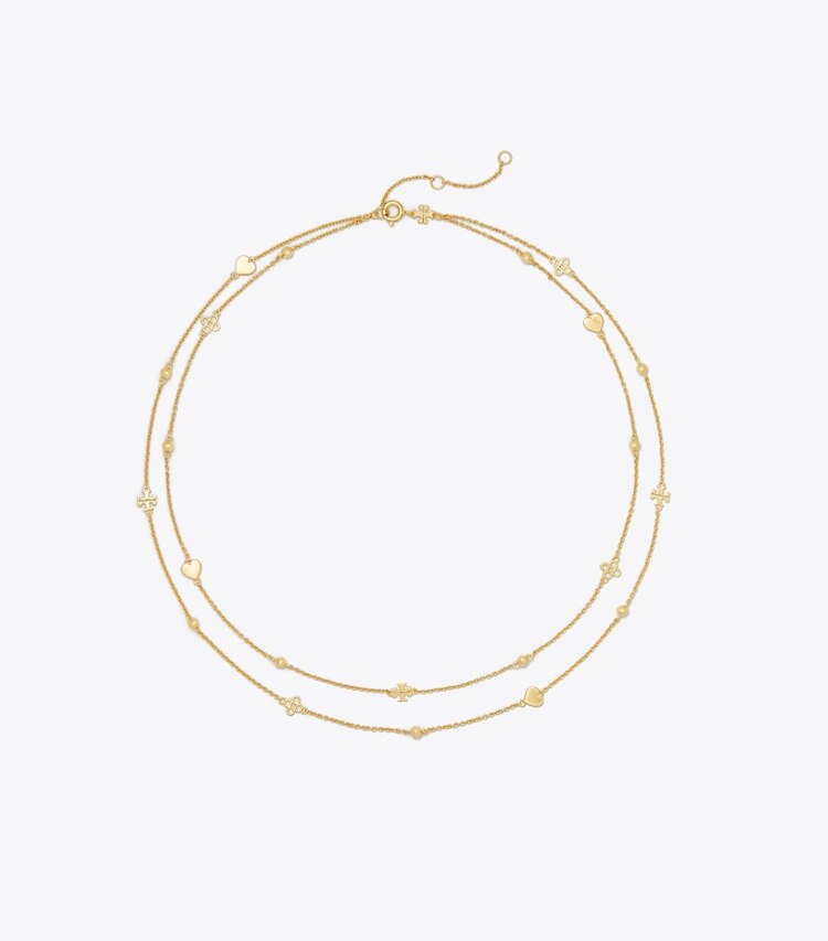 Tory Burch designer necklaces Layered Kira Necklace in Tory Gold front