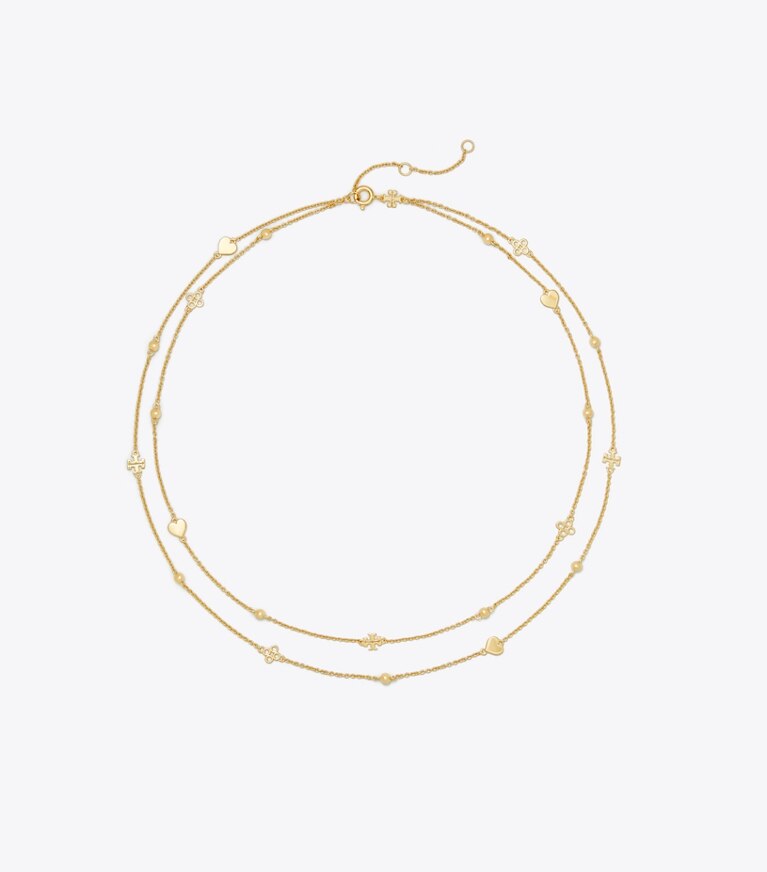 Tory Burch designer necklaces Layered Kira Necklace in Tory Gold front