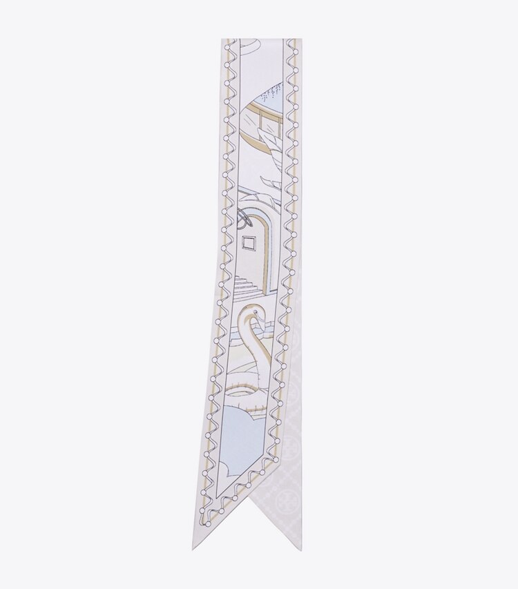 Tory Burch diseñador bufandas Lazo de cinta The Pool en The Pool Neutral plegado