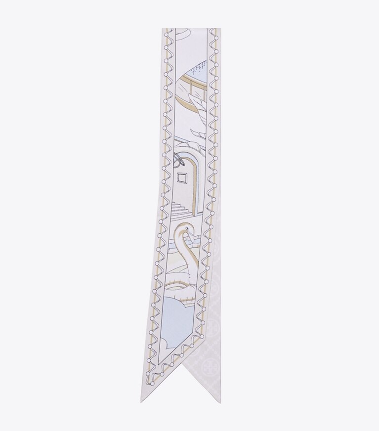 Tory Burch diseñador bufandas Lazo de cinta The Pool en The Pool Neutral plegado