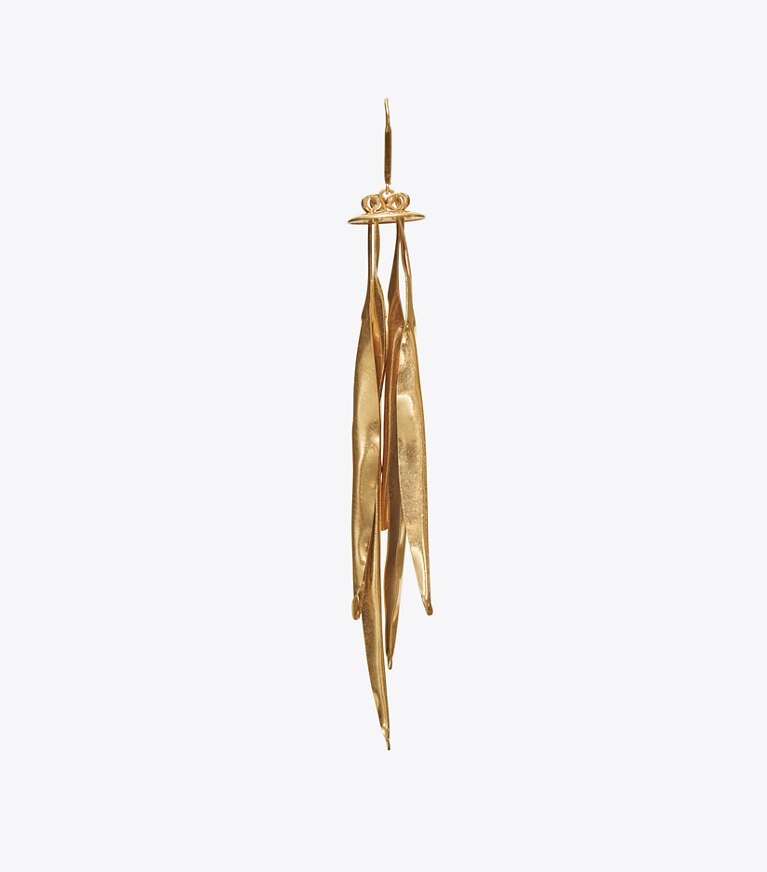 Tory Burch designer earrings Leaf Earring in Brass front
