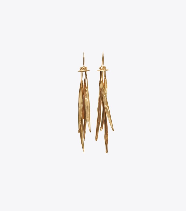 Tory Burch designer earrings Leaf Earring in Brass front