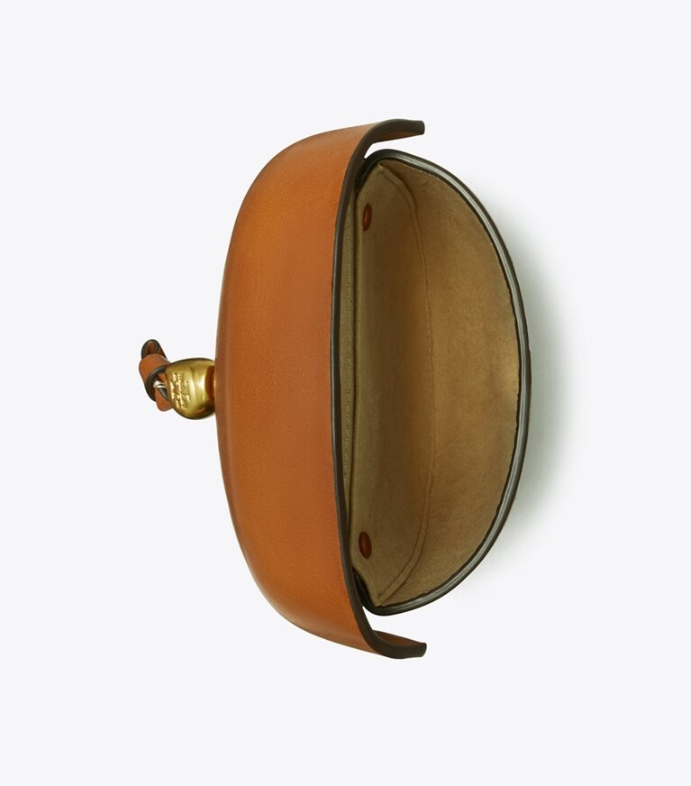 Tory Burch designer crossbody bags Leather Acorn Bag in Brown angle