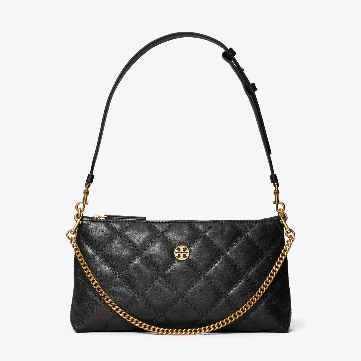 ショルダーバッグ・ポシェット Tory Burch Textured Black Shoulder Bag With Chain Strap Tory Burch Textured Black Shoulder Bag With Chain Strap