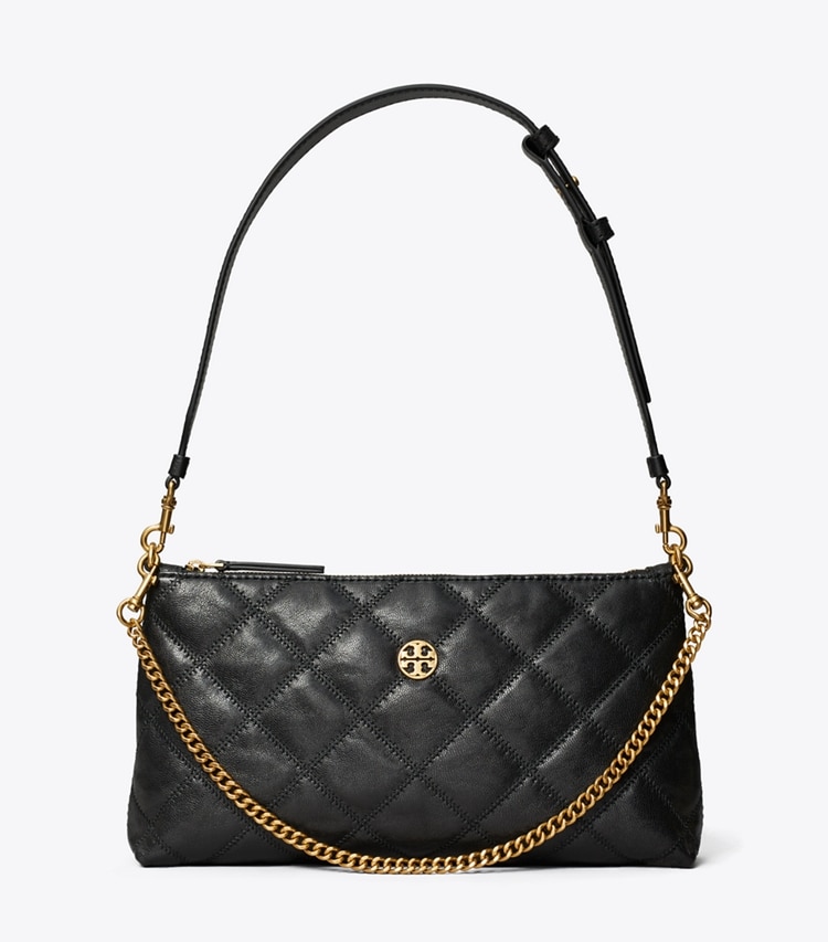Tory Burch designer shoulder bags Leather and Chain Shoulder Bag in Black front
