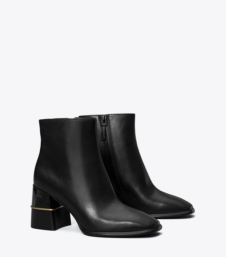 Tory Burch designer ankle boots Leather Ankle Boot in PERFECT BLACK angle