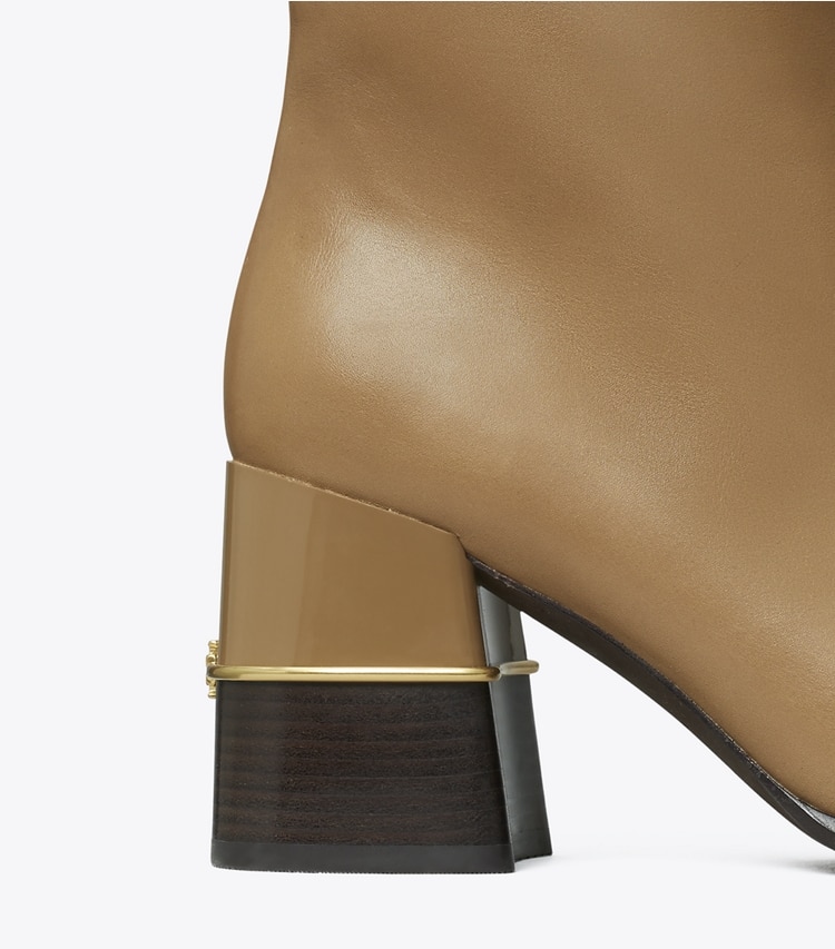 Tory Burch designer ankle boots Leather Ankle Boot in ALMOND FLOUR detail