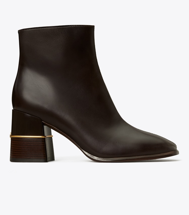 Tory Burch designer ankle boots Leather Ankle Boot in CHOCOLATE BROWN side