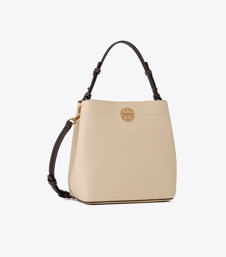 Tory Burch designer サッチェルバッグ レザー バケットバッグ in New Moon angle