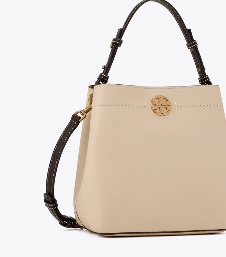 Tory Burch designer サッチェルバッグ レザー バケットバッグ in New Moon ディテール