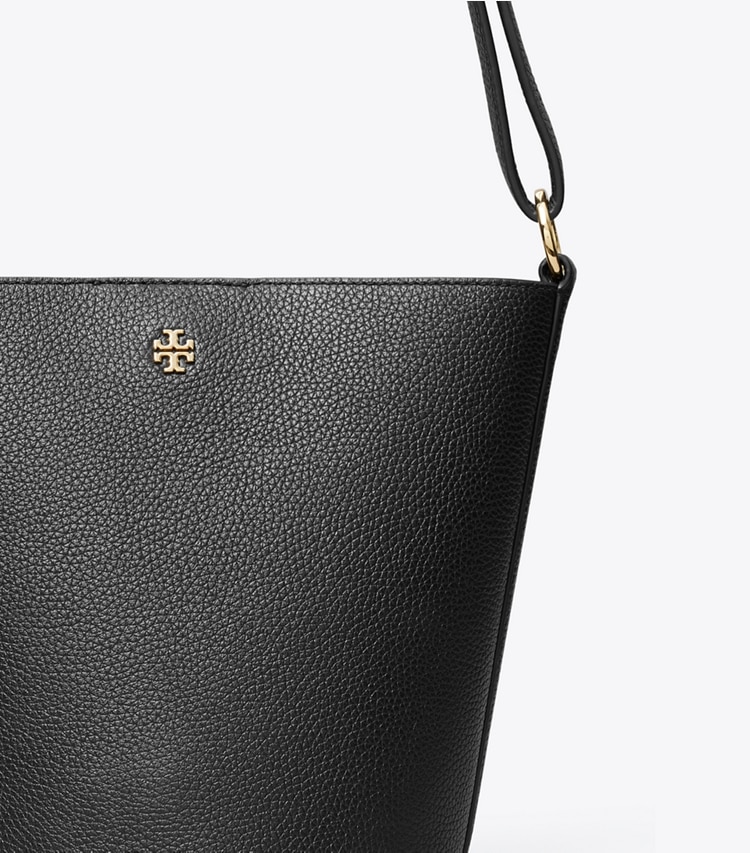 Tory Burch designer crossbody bags Leather Bucket Bag in Black detail