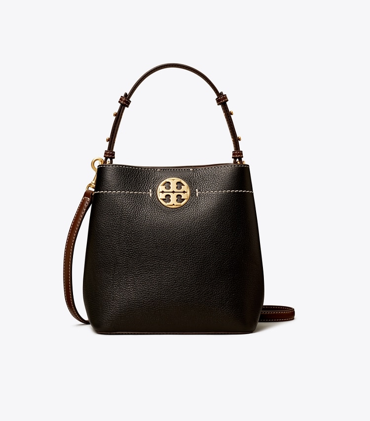 Tory Burch designer satchels Leather Bucket Bag in Black front