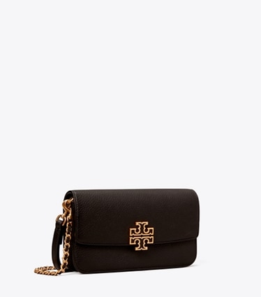 Tory Burch designer ミニバッグ レザー チェーン ウォレット in Black angle