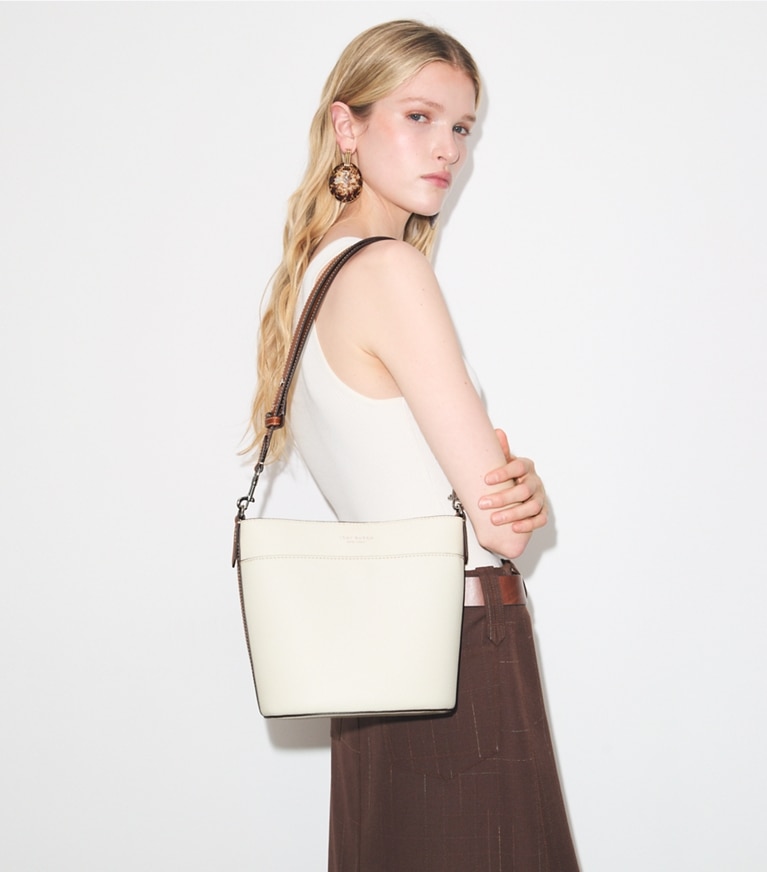 Leather Colorblock Bucket Bag: Women's Designer Satchels | Tory Burch