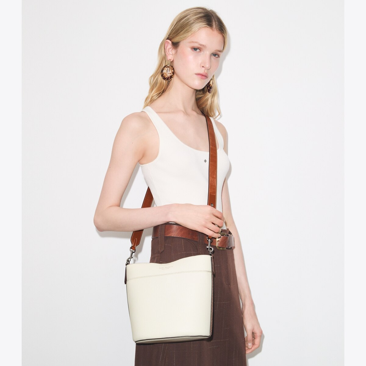 Leather Colorblock Bucket Bag: Women's Designer Satchels | Tory Burch