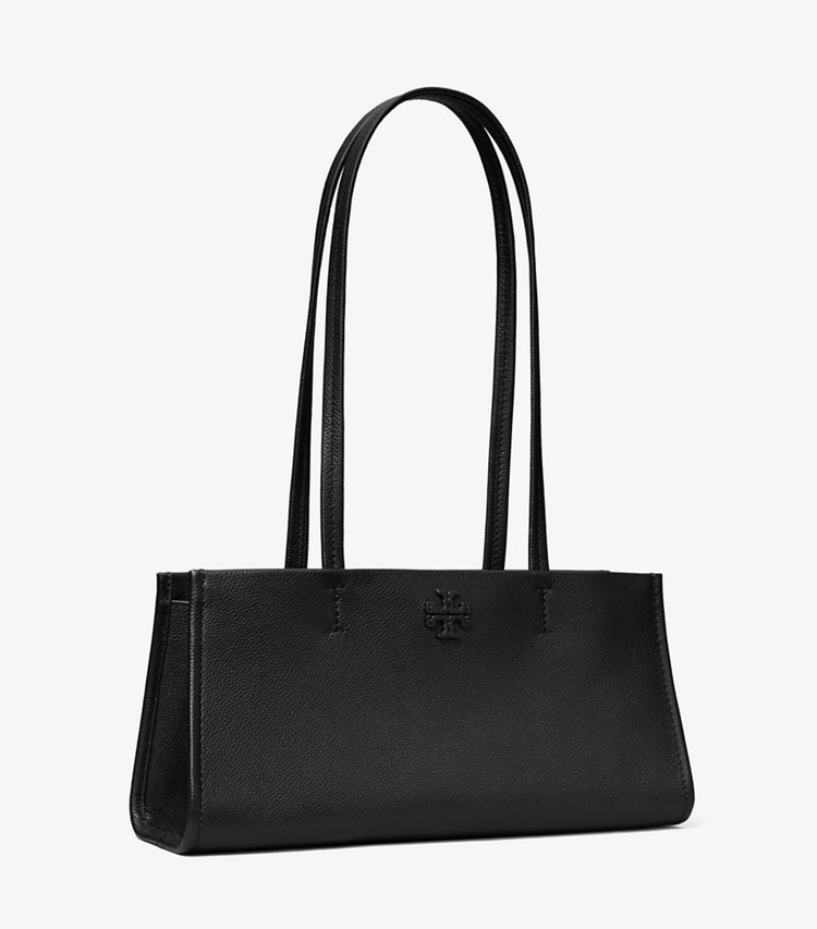 Tory Burch designer satchels Leather East West Satchel in BLACK angle