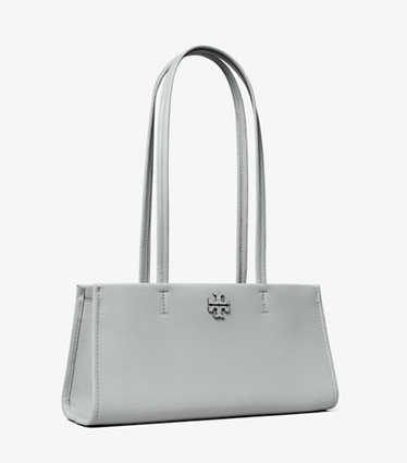 Tory Burch designer satchels Leather East West Satchel in Misty Cloud angle