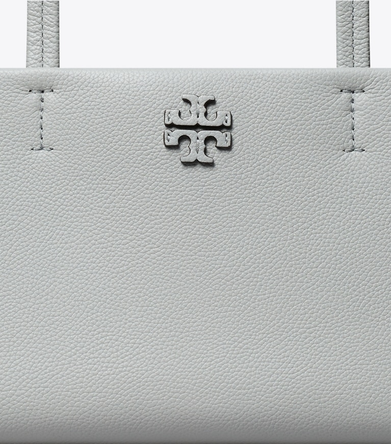 Tory Burch designer satchels Leather East West Satchel in Misty Cloud detail