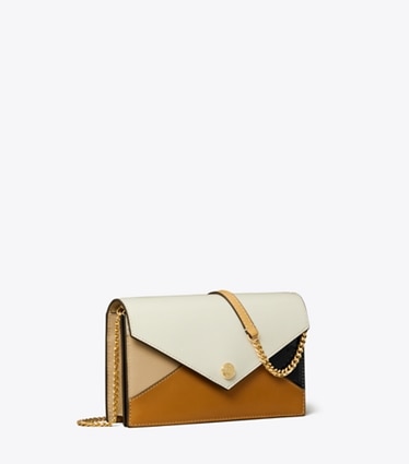 Tory Burch designer mini bags Leather Envelope Crossbody in Blanc Multi angle