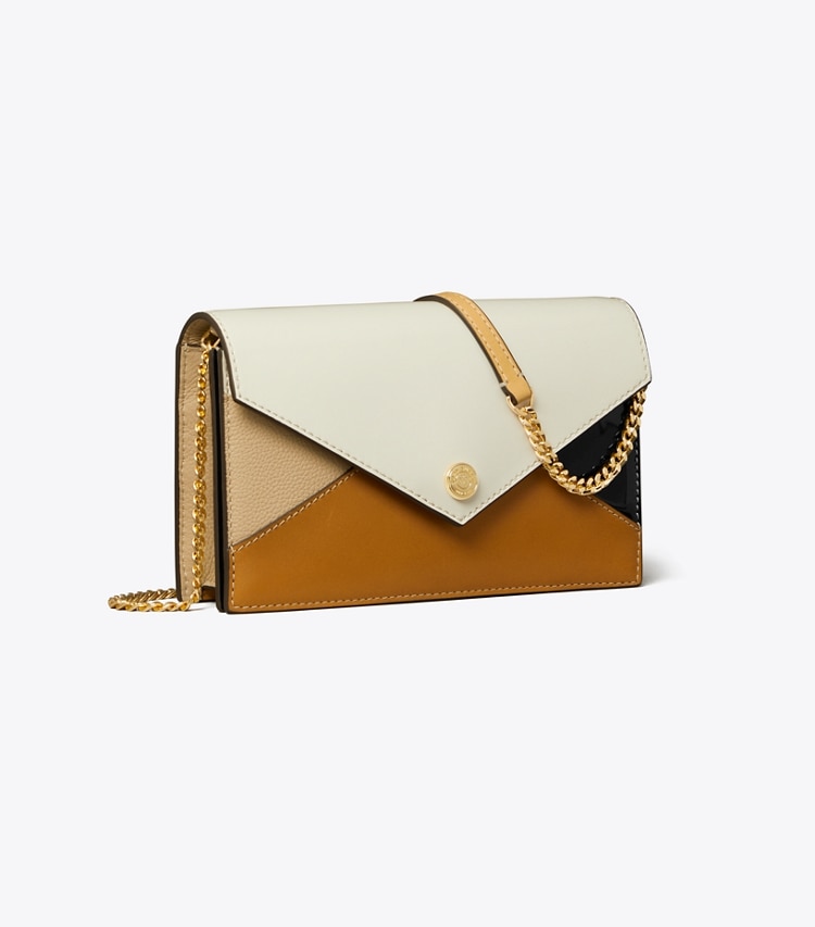 Tory Burch designer mini bags Leather Envelope Crossbody in Blanc Multi angle