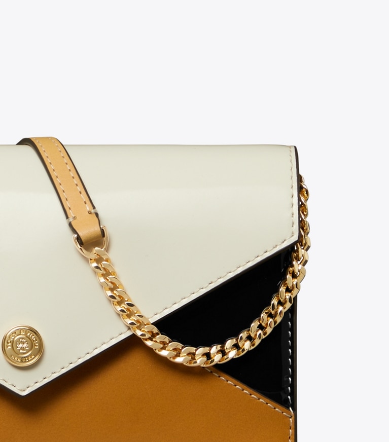 Tory Burch designer mini bags Leather Envelope Crossbody in Blanc Multi angle
