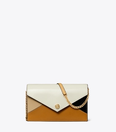 Tory Burch designer mini bags Leather Envelope Crossbody in Blanc Multi front