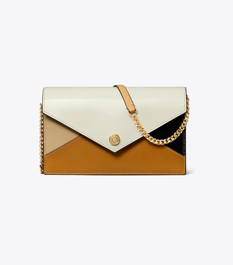 Tory Burch designer mini bags Leather Envelope Crossbody in Blanc Multi front