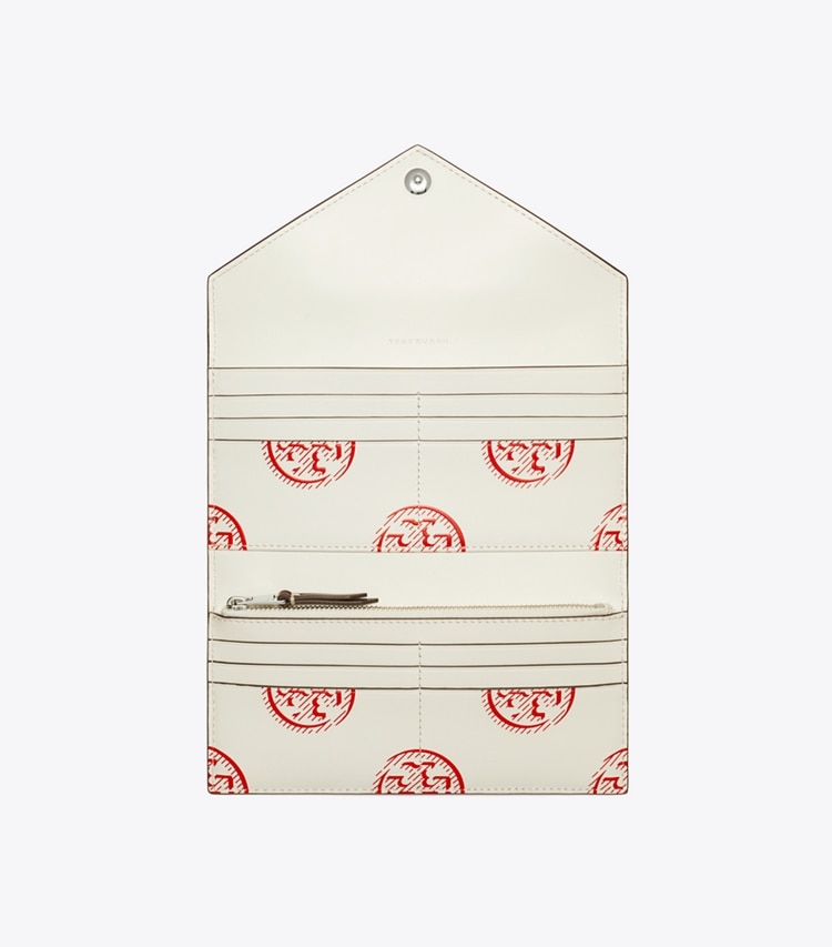 Tory Burch designer wallets Leather Envelope Long Wallet in Red Sky overhead