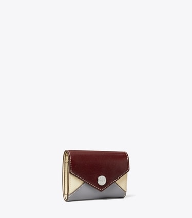 Tory Burch designer wallets Leather Envelope Small Wallet in Dark Carmine Multi angle