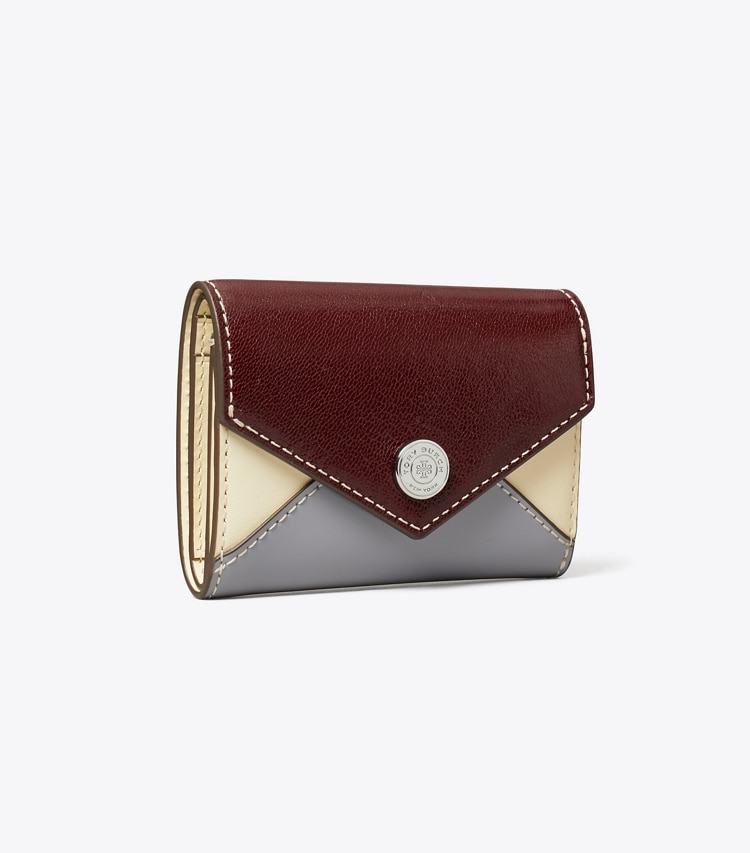 Tory Burch designer wallets Leather Envelope Small Wallet in Dark Carmine Multi angle