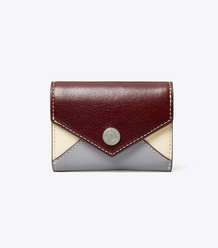 Tory Burch designer wallets Leather Envelope Small Wallet in Dark Carmine Multi angle