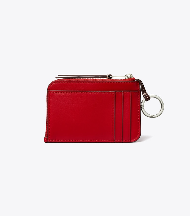 Tory Burch designer card cases Leather Envelope Zip Card Case in Red Sky angle