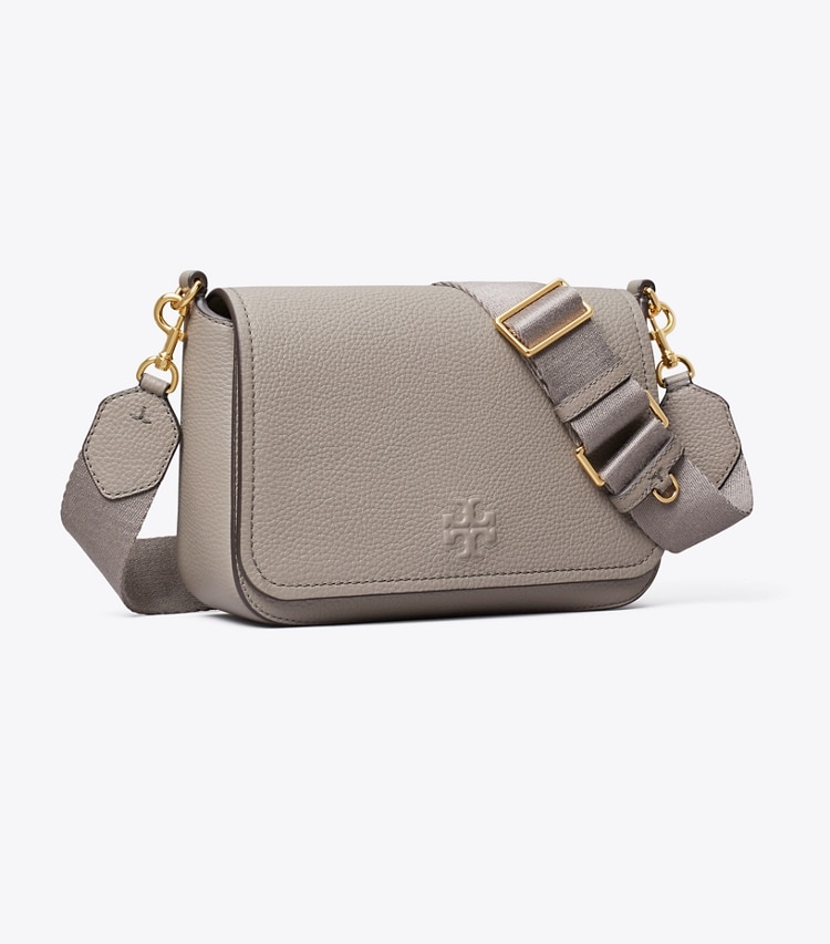 Tory Burch designer クロスボディバッグ レザー フラップ クロスボディバッグ in Gray Heron angle