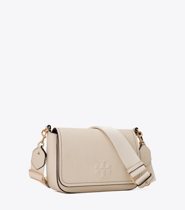 Tory Burch designer クロスボディバッグ レザー フラップ クロスボディバッグ in NEW IVORY angle