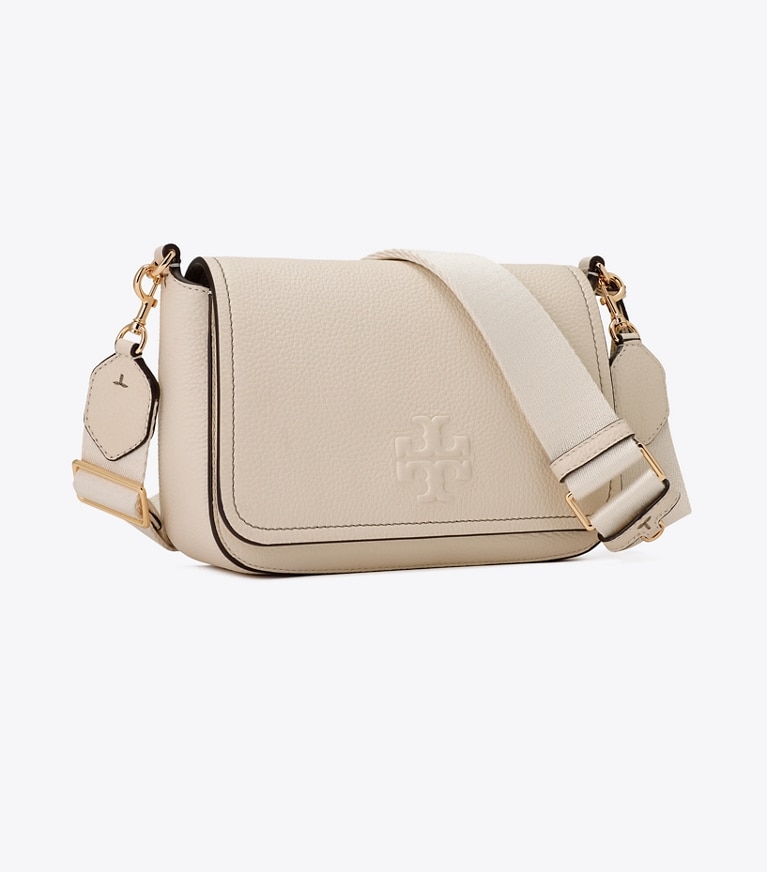 Tory Burch designer クロスボディバッグ レザー フラップ クロスボディバッグ in NEW IVORY angle