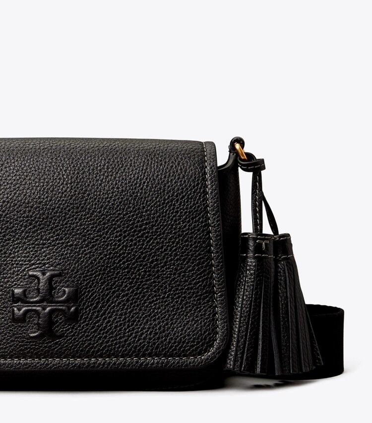 Tory Burch designer クロスボディバッグ レザー フラップ クロスボディバッグ in Black ディテール