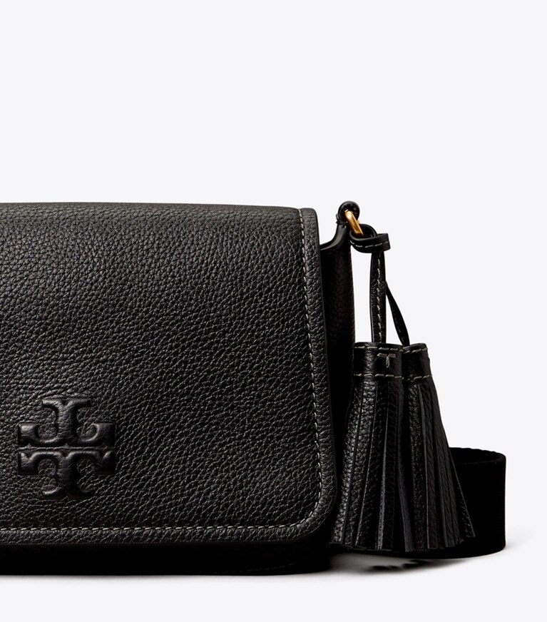 Tory Burch designer クロスボディバッグ レザー フラップ クロスボディバッグ in Black ディテール