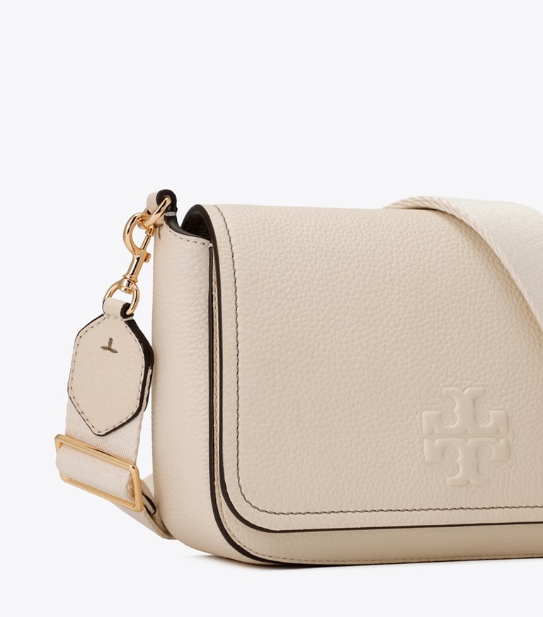 Tory Burch designer クロスボディバッグ レザー フラップ クロスボディバッグ in NEW IVORY ディテール
