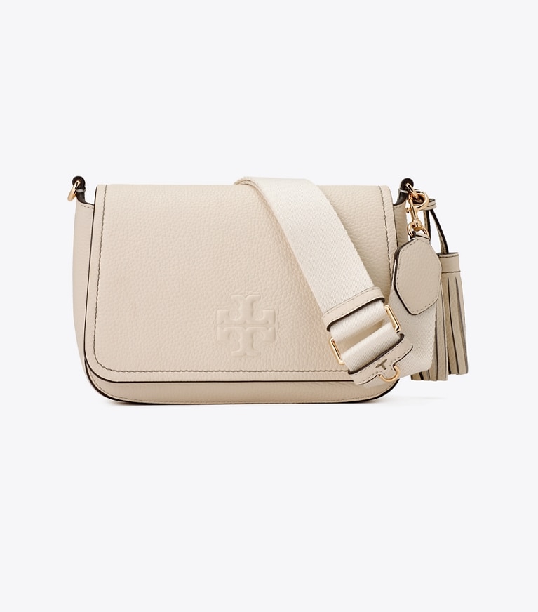 Tory Burch designer クロスボディバッグ レザー フラップ クロスボディバッグ in NEW IVORY front