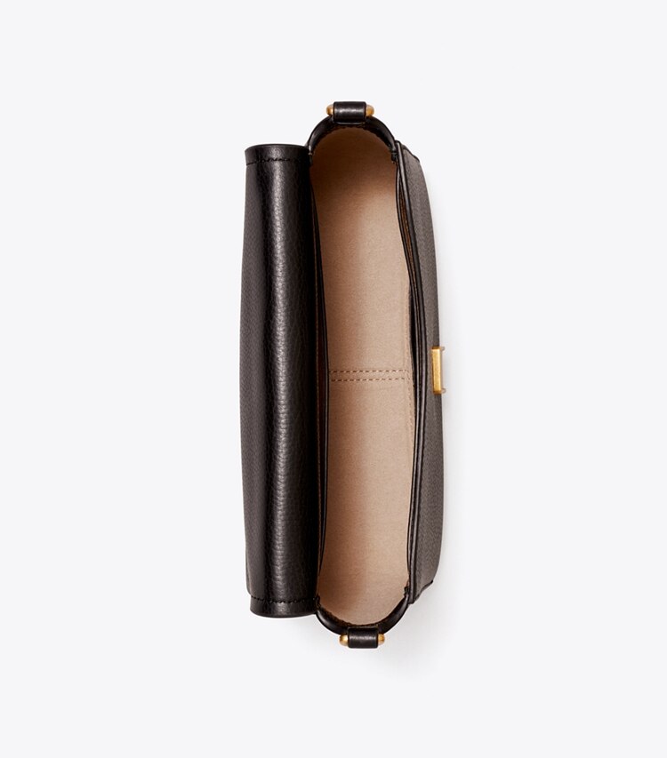 Tory Burch designer クロスボディバッグ レザー フラップ クロスボディバッグ in Black オーバーヘッド