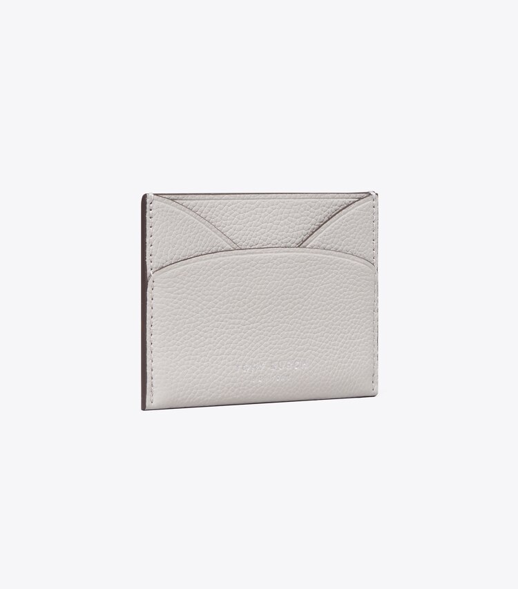 Tory Burch designer card cases Leather Flat Card Case in Dove Gray angle