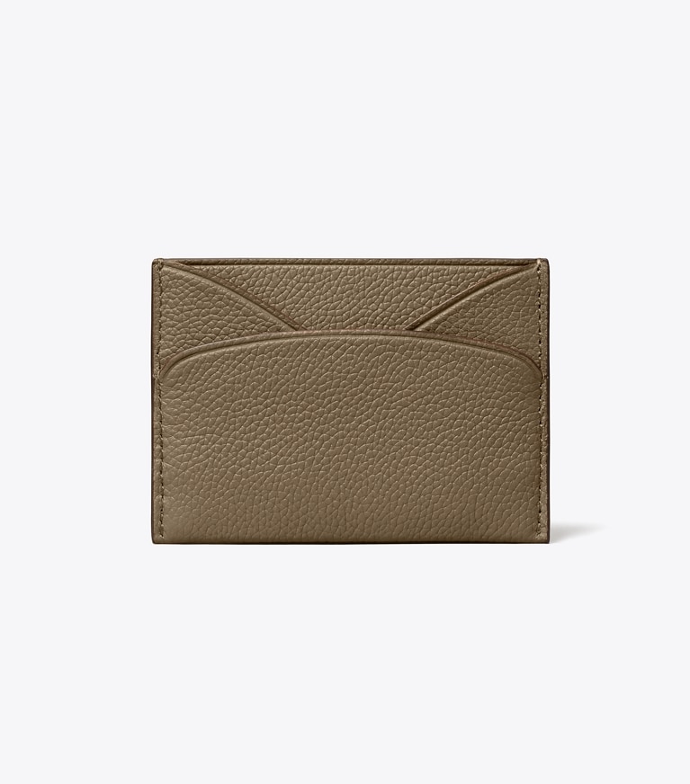 Tory Burch designer card cases Leather Flat Card Case in Wild Mushroom back