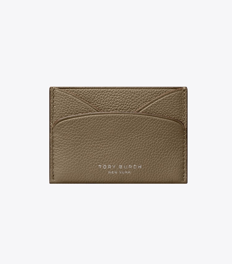Tory Burch designer card cases Leather Flat Card Case in Wild Mushroom front