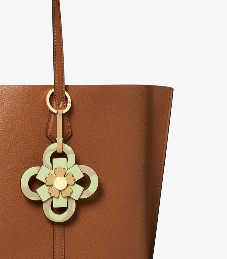 Tory Burch designer バッグチャーム＆キーリング レザー フラワー キーリング in Lemon front