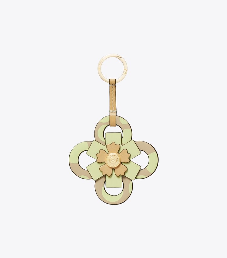 Tory Burch designer バッグチャーム＆キーリング レザー フラワー キーリング in Lemon front