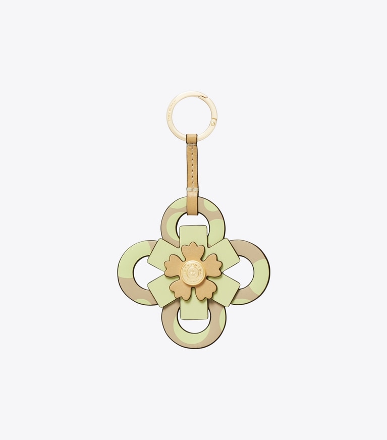 Tory Burch designer バッグチャーム＆キーリング レザー フラワー キーリング in Lemon front