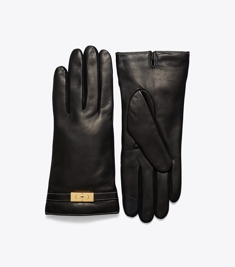 Tory Burch designer gloves Leather Gloves in Black front