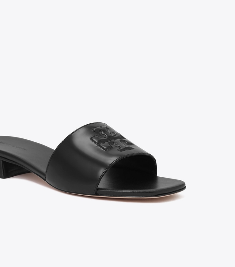 Tory Burch designer サンダル レザー ヒールサンダル in Perfect Black / Perfect Black ディテール