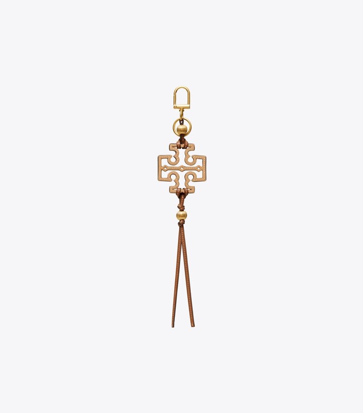Tory Burch designer bag charms & key rings Leather Kira Tassel Key Ring in Golden Sunset / NATURAL VACHETTA back